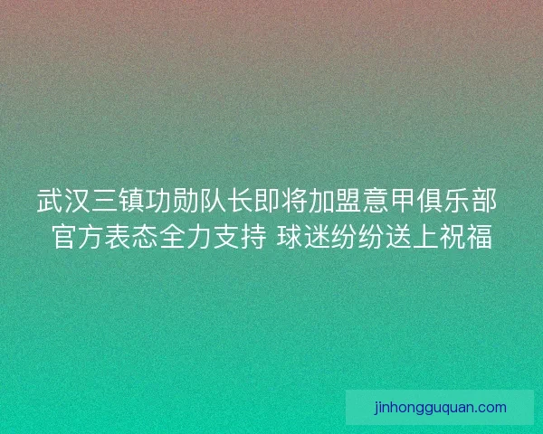 武汉三镇功勋队长即将加盟意甲俱乐部 官方表态全力支持 球迷纷纷送上祝福